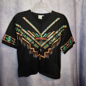 Vintage Bali Moon Beaded‎ Tribal Bird Tee